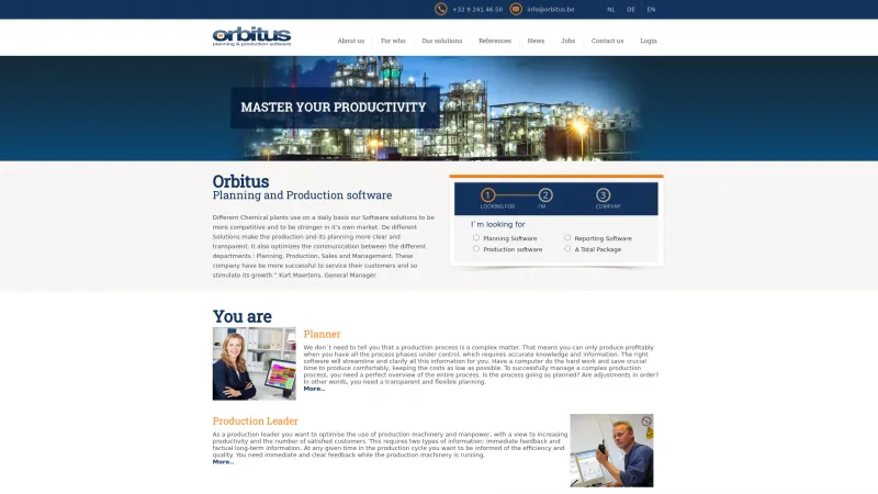 Homepage of Orbitus WarehouseManager