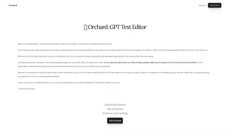 Homepage of Orchard