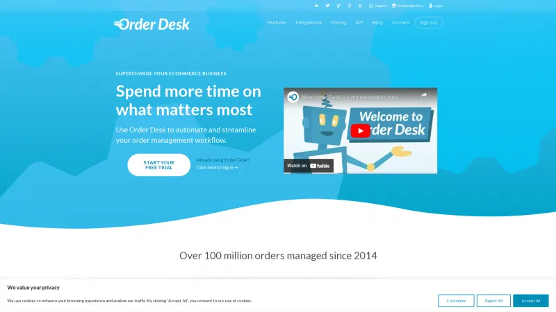 Homepage of Order Desk