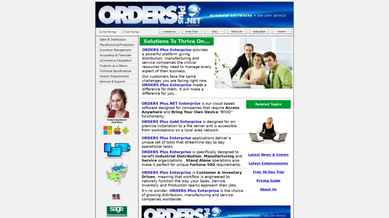 Homepage of ORDERS Plus