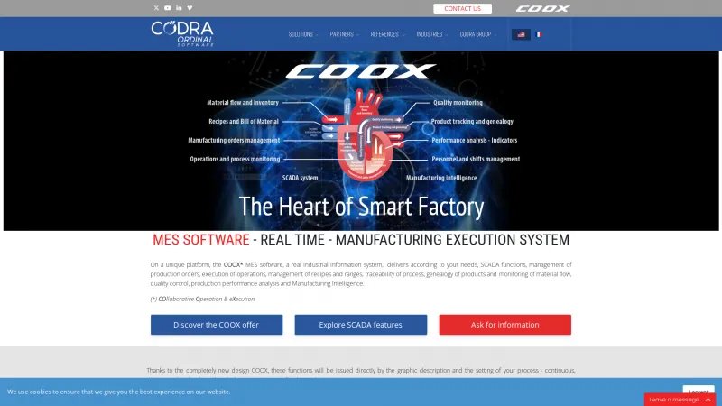 Homepage of COOX MESbox SCADA