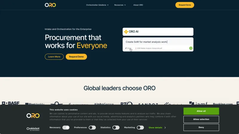 Homepage of ORO