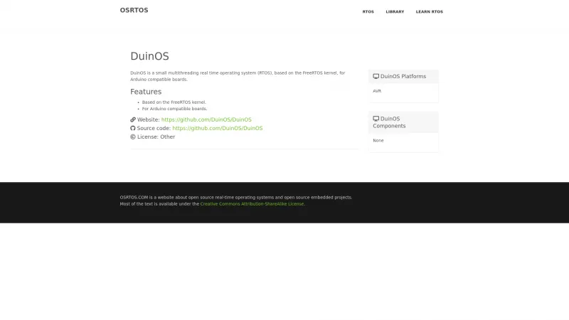 Homepage of DuinOS