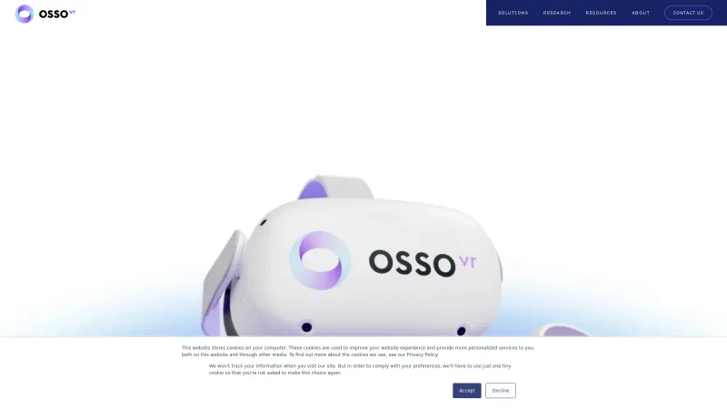 Homepage of Osso VR