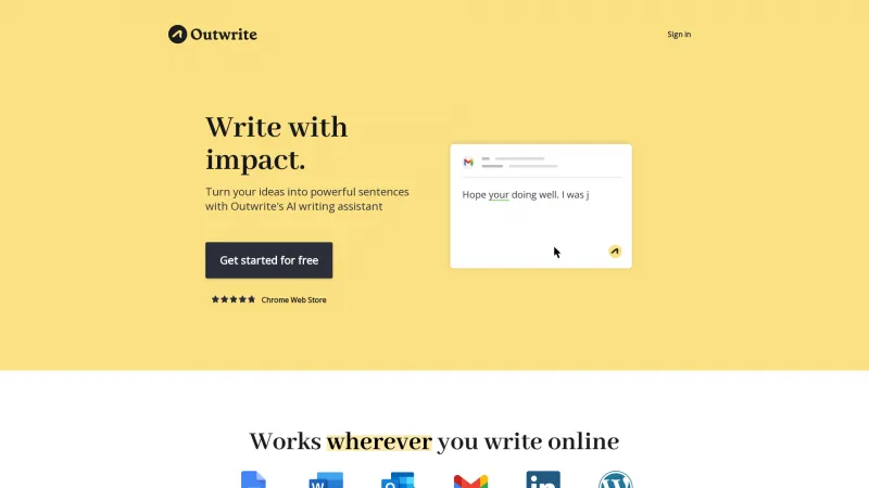 Homepage of Outwrite