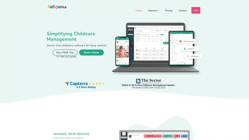 Homepage of OWNA