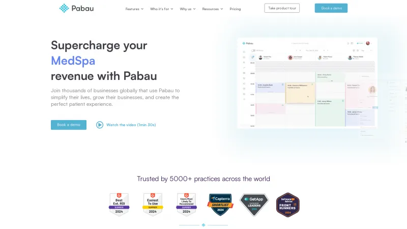 Homepage of Pabau CRM