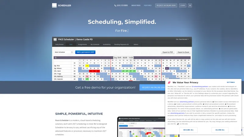 Homepage of Pace Scheduler