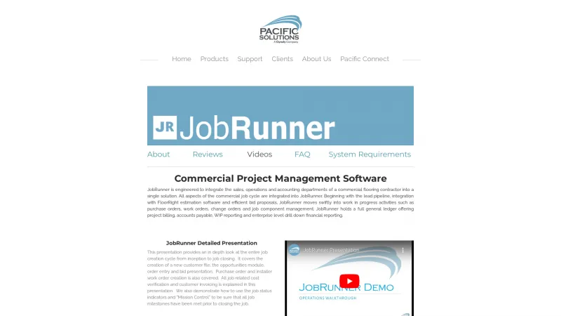 Homepage of JobRunner