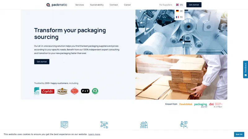 Homepage of Packmatic