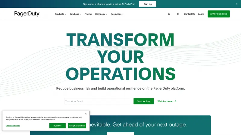 Homepage of PagerDuty