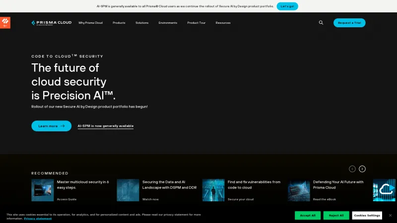 Homepage of Prisma Cloud