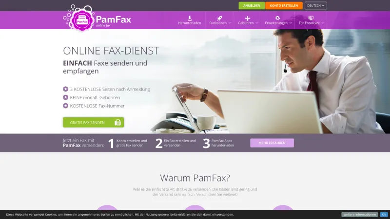 Homepage of PamFax