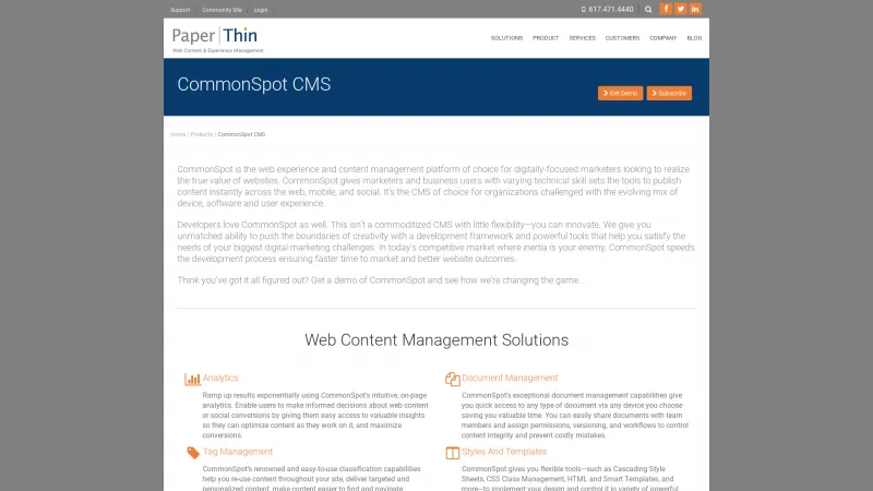 Homepage of CommonSpot