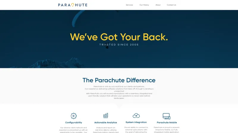 Homepage of Parachute Software