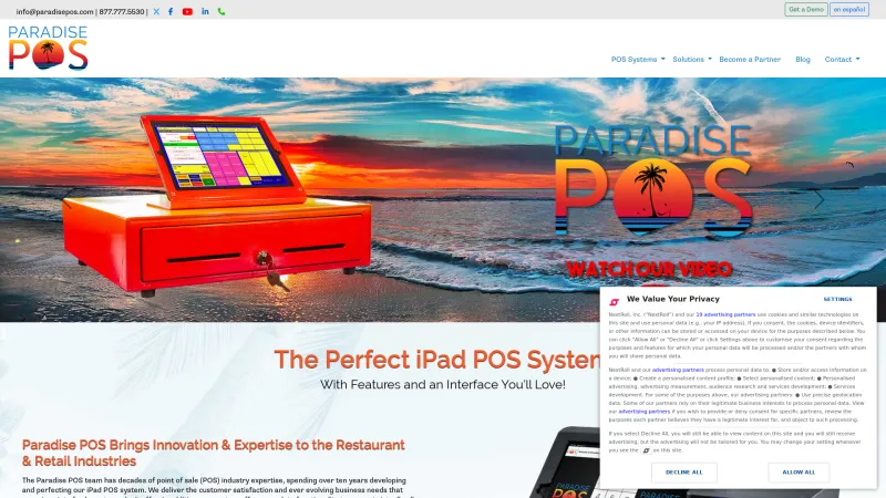 Homepage of Paradise POS