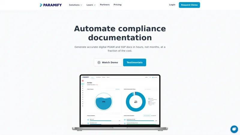 Homepage of Paramify