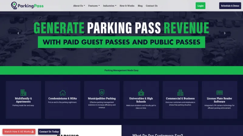 Homepage of ParkingPass