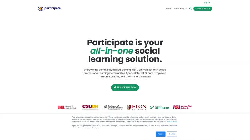 Homepage of Participate