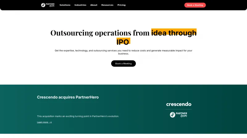 Homepage of PartnerHero