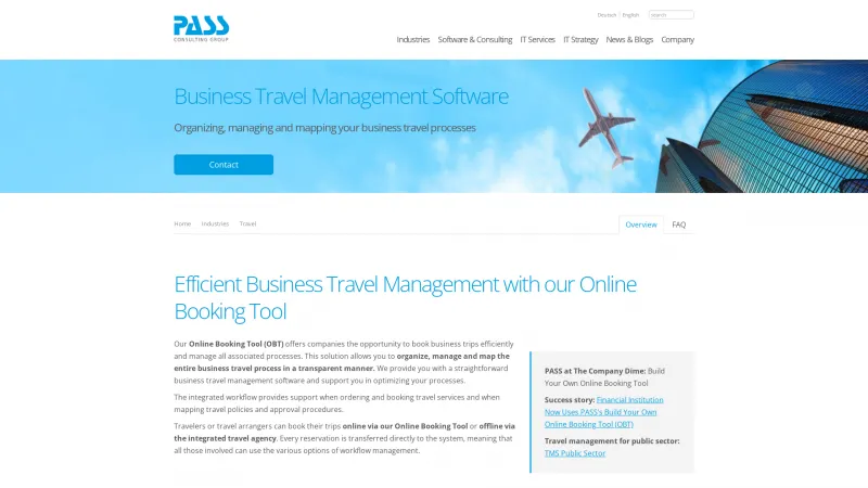 Homepage of PASS Internet Booking Engine