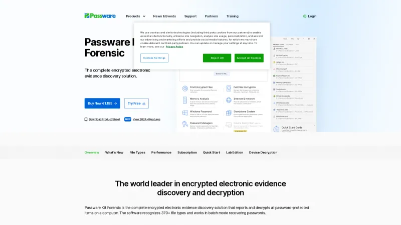 Homepage of Passware Kit