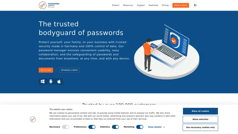 Homepage of Password Depot