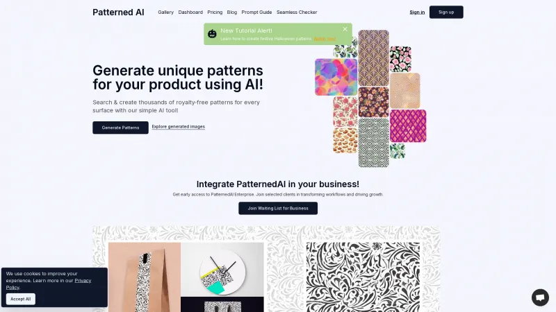 Homepage of PatternedAI