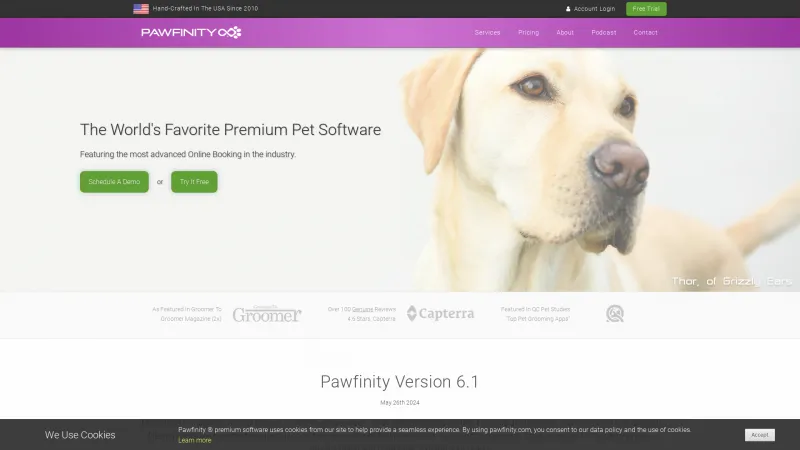 Homepage of Pawfinity