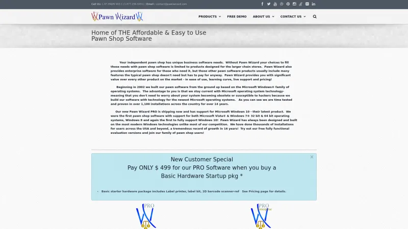 Homepage of Pawn Wizard Pro