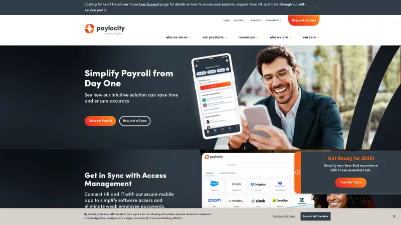 Homepage of Paylocity