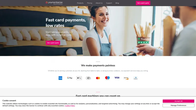 Homepage of Paymentsense