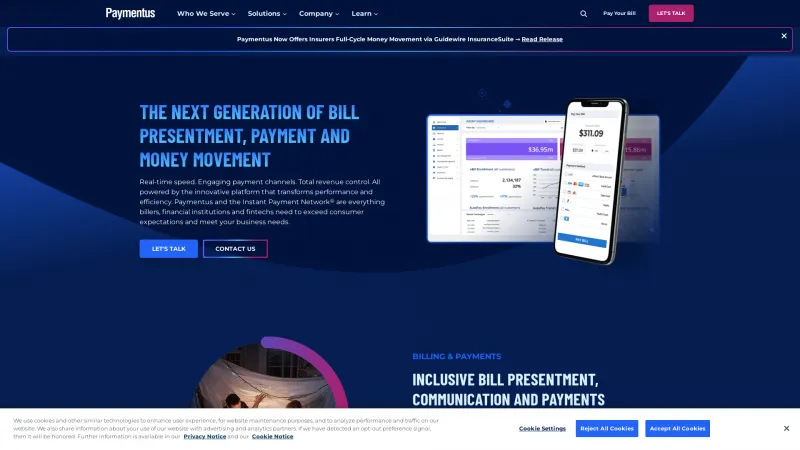 Homepage of Paymentus