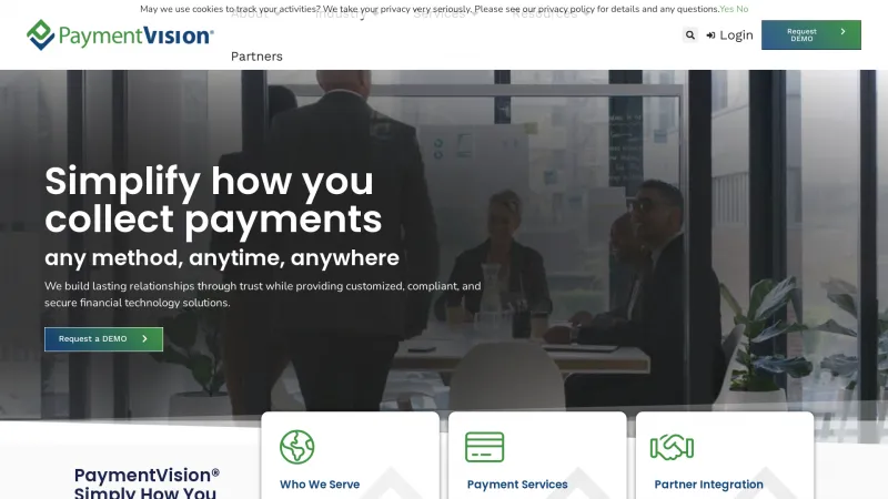 Homepage of PaymentVision