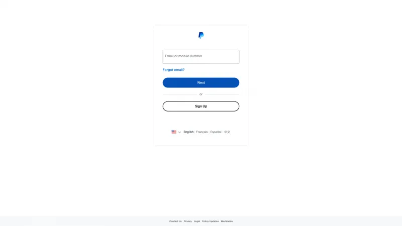 Homepage of PayPal Checkout