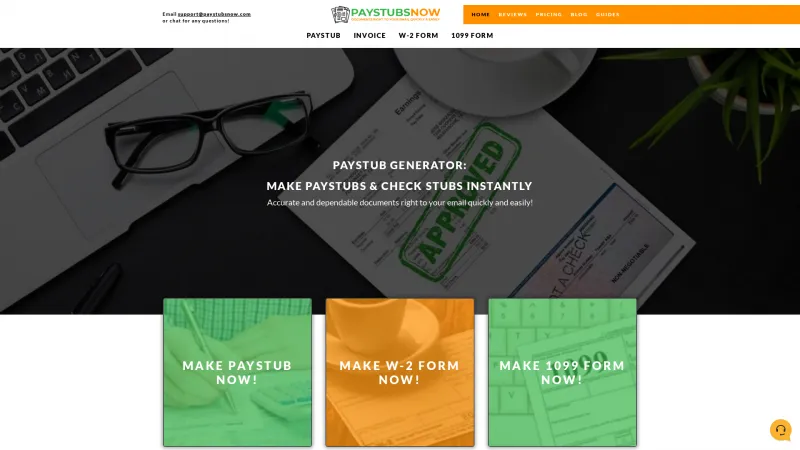 Homepage of Paystubsnow