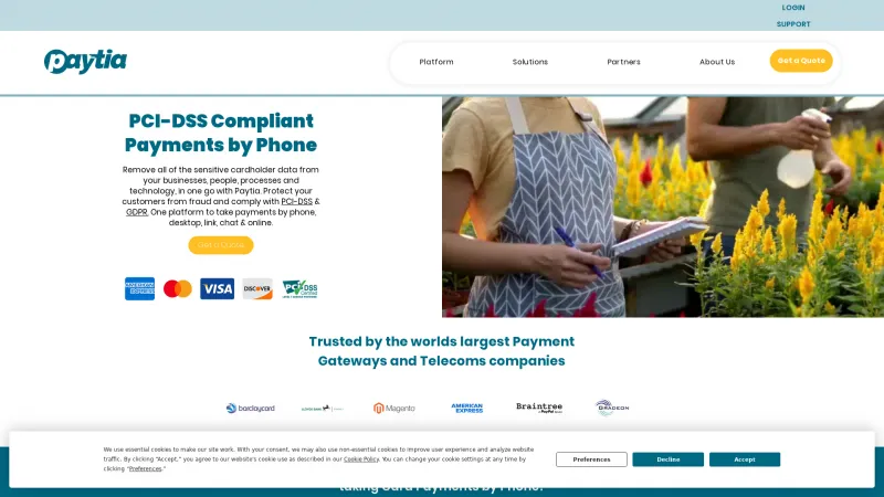 Homepage of Paytia