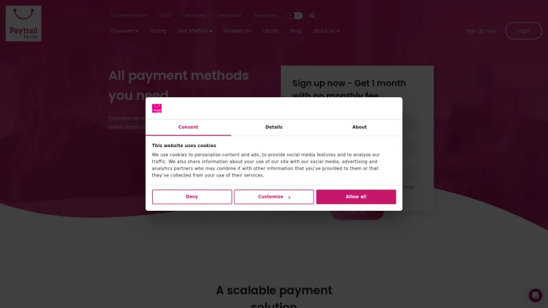 Homepage of Paytrail