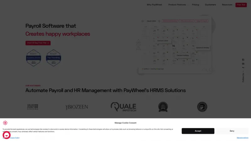 Homepage of PayWheel