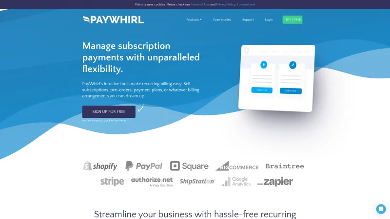 Homepage of PayWhirl