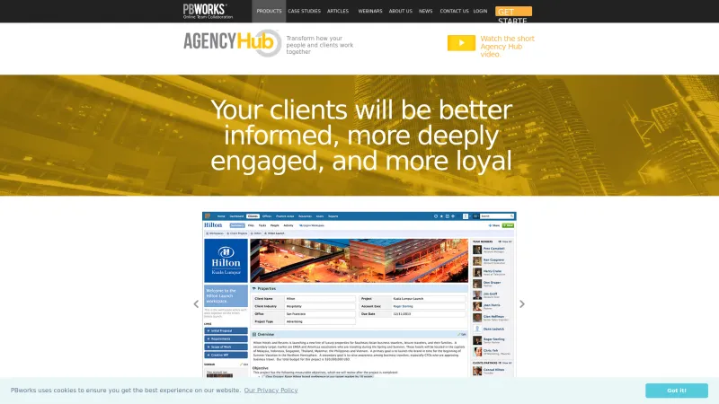 Homepage of PBworks Agency Hub