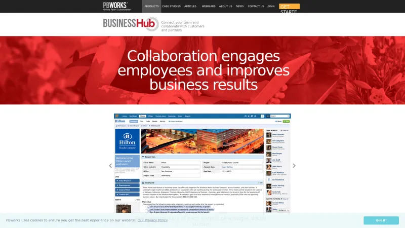 Homepage of PBworks Business Hub