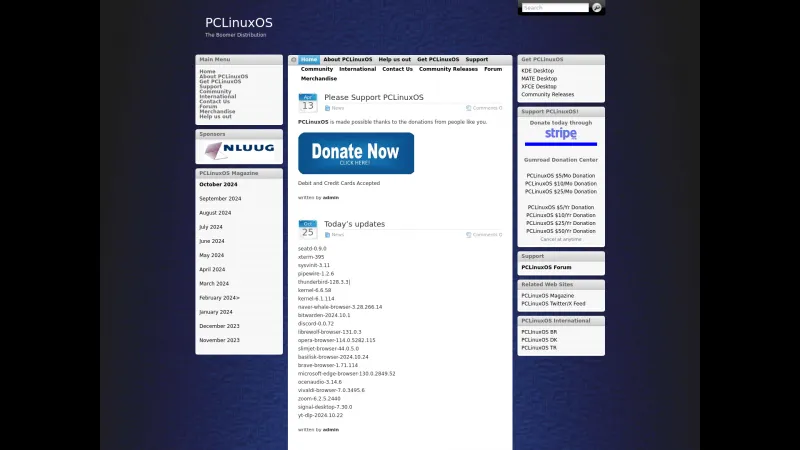 Homepage of PCLinuxOS