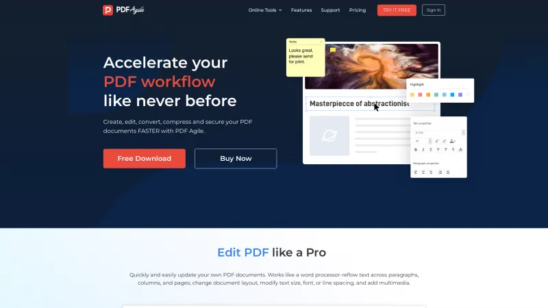 Homepage of PDF Agile