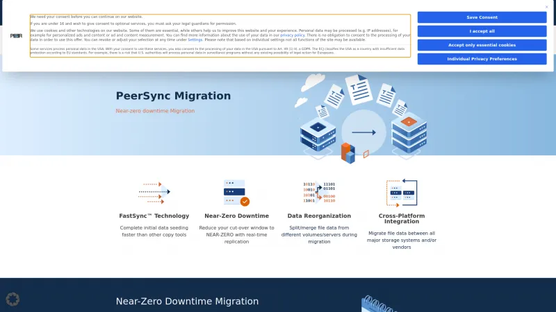 Homepage of PeerSync Migration