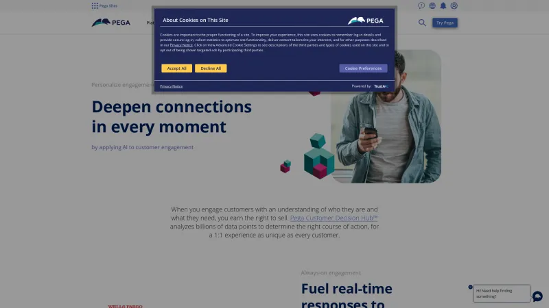 Homepage of Pega Customer Engagement Platform