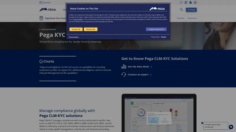 Homepage of Pega KYC