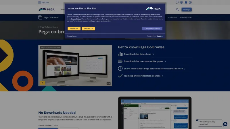 Homepage of Pega Co-Browse