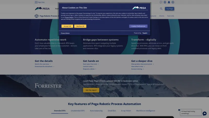 Homepage of Pega Robotic Process Automation