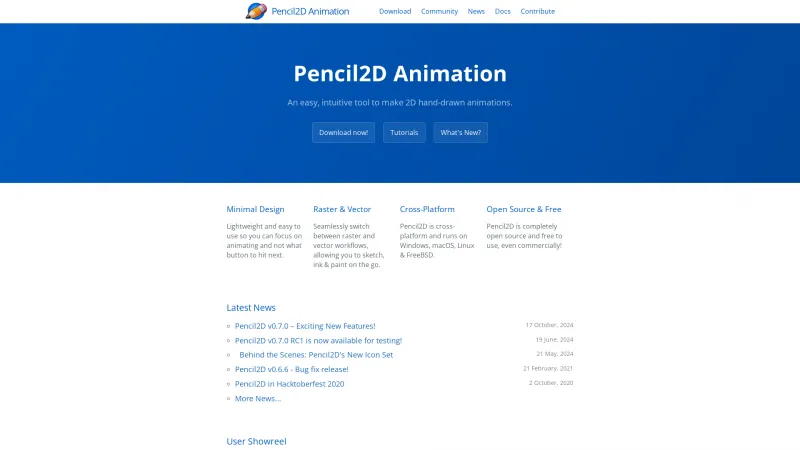 Homepage of Pencil2D